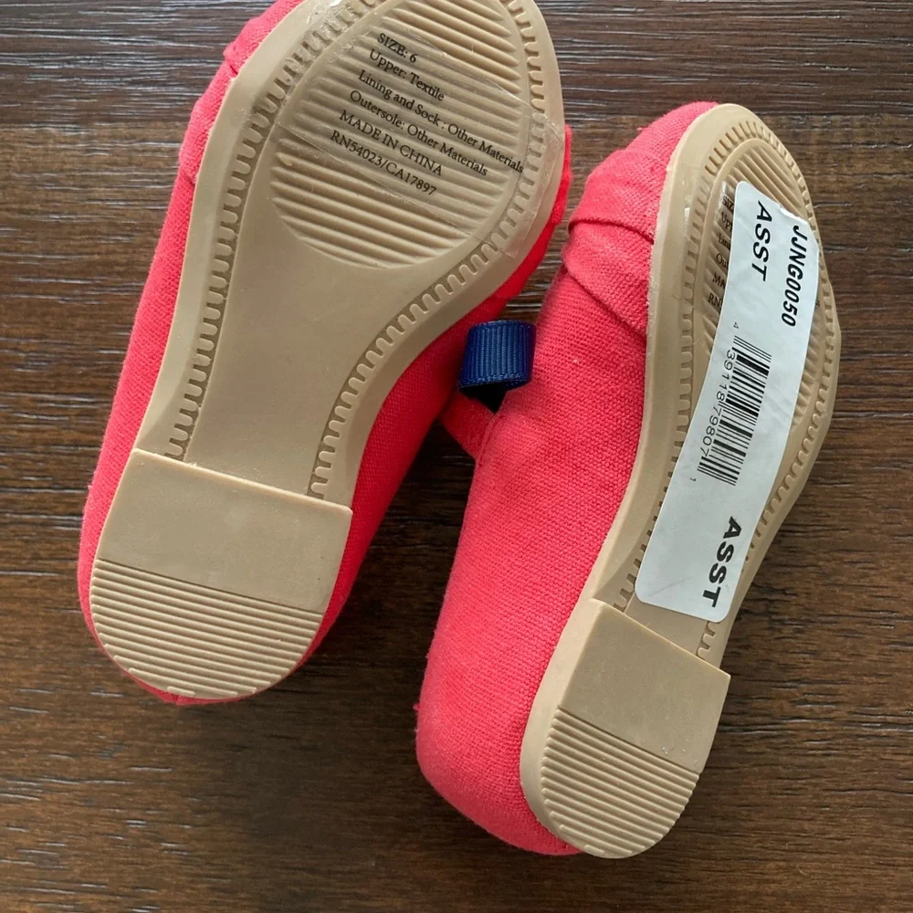 Janie And Jack Red fabric Mary Jane shoes 6